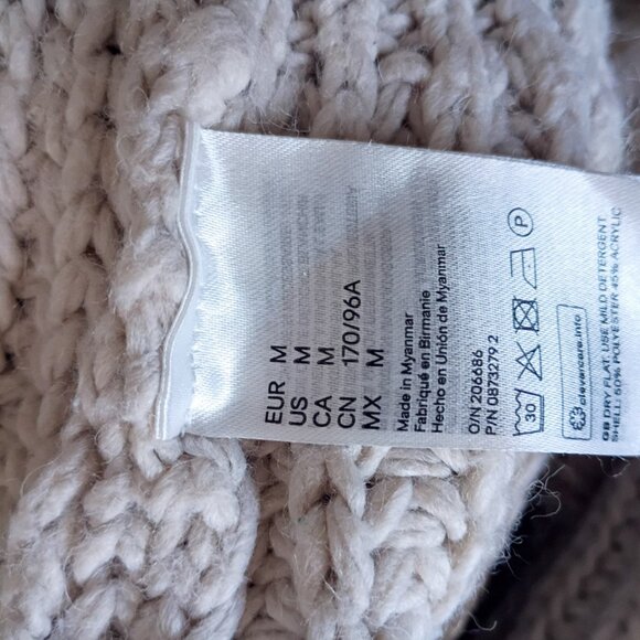 H&M Chunky Knit Sweater | Light Brown Pullover Long sleeve Sweater | Size M - Picture 9 of 10